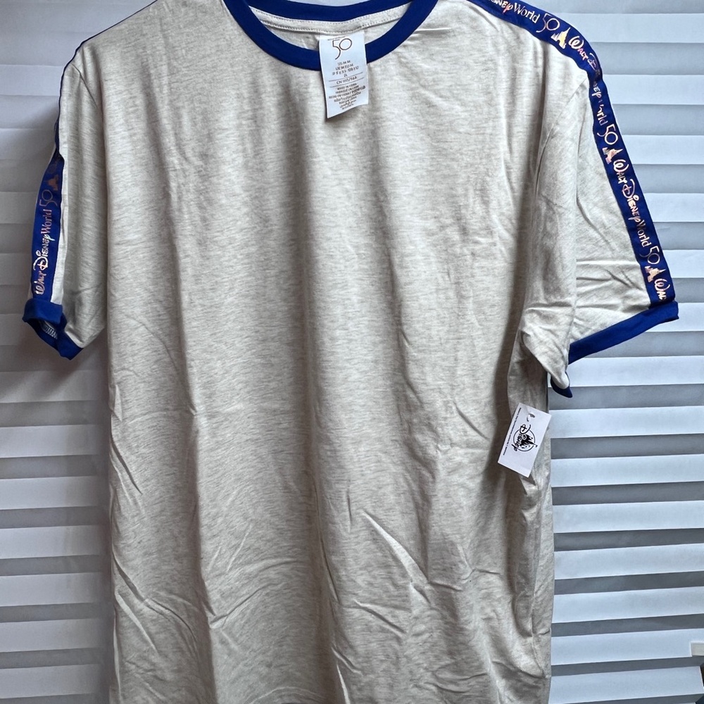 NEW, Disney World 50 Beige T-Shirt with Blue Accents , Size M